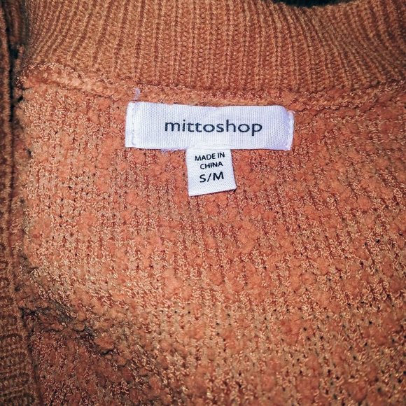 mittoshop Womens Sweater Size Small/Medium Burnt Orange V Neck Textured - Picture 5 of 7